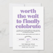 Paarse Worth the Wait Sequel Wedding Celebration Kaart (Voorkant)
