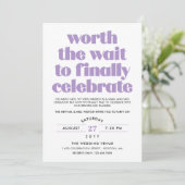 Paarse Worth the Wait Sequel Wedding Celebration Kaart (Staand voorkant)