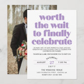 Paarse Worth the Wait Sequel Wedding Celebration Kaart (Voorkant / Achterkant)
