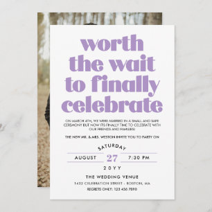 Paarse Worth the Wait Sequel Wedding Celebration Kaart