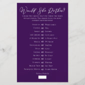 Paarse 'Would She Rather' Bruiloftsspel (Voorkant)