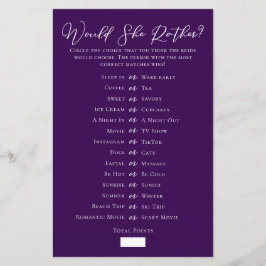 Paarse 'Would She Rather' Bruiloftsspel