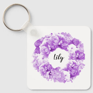 Paarse Wreath Persoonlijke Bridesmaid Sleutelhange Sleutelhanger