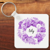 Paarse Wreath Persoonlijke Bridesmaid Sleutelhange Sleutelhanger (Voorkant)