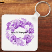 Paarse Wreath Persoonlijke Bridesmaid Sleutelhange Sleutelhanger (Achterkant)