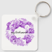 Paarse Wreath Persoonlijke Bridesmaid Sleutelhange Sleutelhanger (Achterkant)