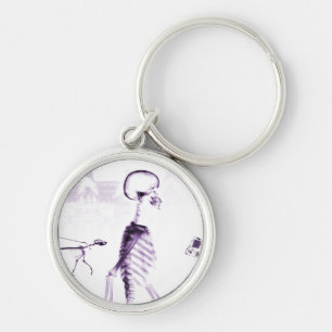 Paarse X-Ray Skeleton City Scene Sleutelhanger