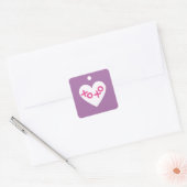 Paarse XOXO Hart Valentijnsdag Sticker (Envelop)