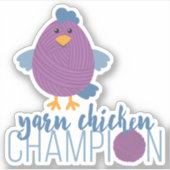 Paarse yarn Chicken Champion Custom-Cut Stickers (Voorkant)