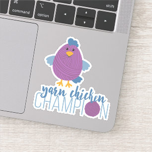 Paarse yarn Chicken Champion Custom-Cut Stickers