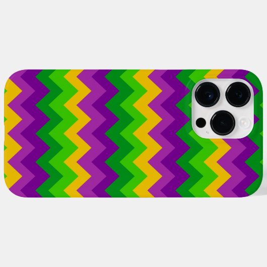 PAARSE YELLOW GREEN MARDI GRAS ZIG ZAG STRIPES Case-Mate iPhone CASE (Achterkant (horizontaal))