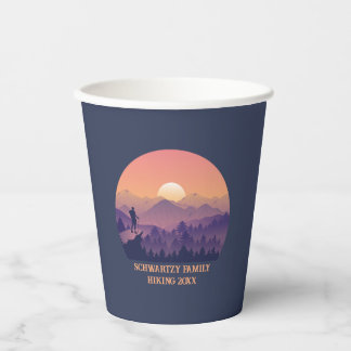 Paarse Yellow Hike Mountain Sunset Papieren Bekers