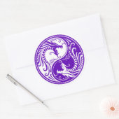  Paarse Yin Yang Dragons Ronde Sticker (Envelop)