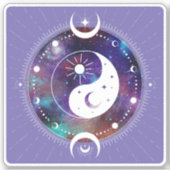 Paarse Yin Yang Galaxy en Crescent Moon Sticker (Voorkant)