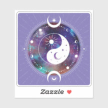 Paarse Yin Yang Galaxy en Crescent Moon Sticker