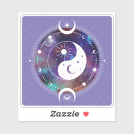Paarse Yin Yang Galaxy en Crescent Moon Sticker