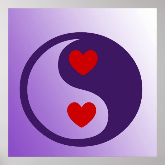 Paarse Yin Yang Hearts Poster (Voorkant)