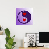 Paarse Yin Yang Hearts Poster (Thuiskantoor)