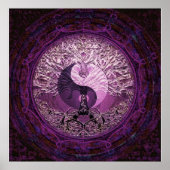 Paarse Yin Yang met levensboom Poster (Voorkant)