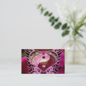 Paarse Yin Yang met Mandala Heart Visitekaartje (Staand voorkant)