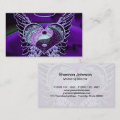 Paarse Yin Yang met Mandala Heart Visitekaartje (Voorkant / Achterkant)