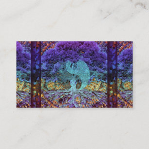 Paarse Yin Yang met Mandala Heart Visitekaartje