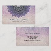 Paarse Yoga Instructor Lotus Flower Waterverf Visitekaartje (Voorkant / Achterkant)