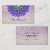 Paarse Yoga Instructor Lotus Flower Waterverf Visitekaartje (Voorkant / Achterkant)