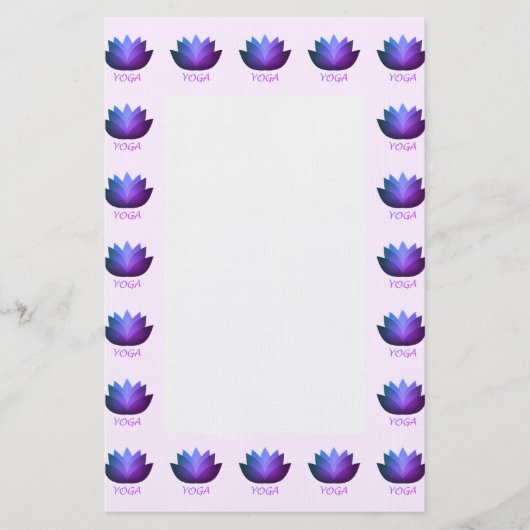 Paarse Yoga Lotus Flower Briefpapier (Voorkant)