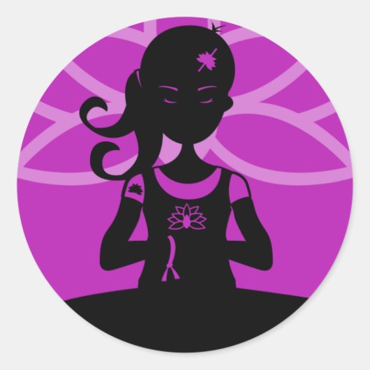 Paarse Yoga Silhouet Sticker (Voorkant)