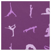 Paarse yogahoudingen gedrukte stof per yard (Close Up)