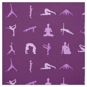 Paarse yogahoudingen gedrukte stof per yard