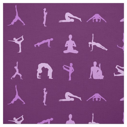 Paarse yogahoudingen gedrukte stof per yard (Swatch)