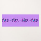 Paarse yogamat met pauwenpatroonharten (Achterkant (horizontaal))