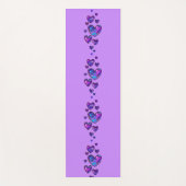 Paarse yogamat met pauwenpatroonharten (Voorkant)