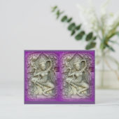 paarse yoginese danst briefkaart (Staand voorkant)