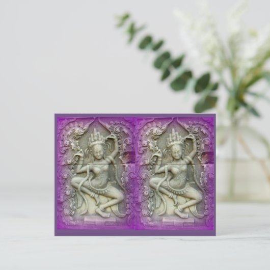 paarse yoginese danst briefkaart (Staand voorkant)