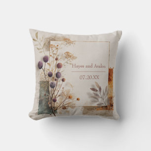 Paarse Zaadpeul Botanische Gouden Lijst Aquarel Kussen