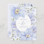 Paarse zachte bloesem bruiloft briefkaart (Voorkant / Achterkant)