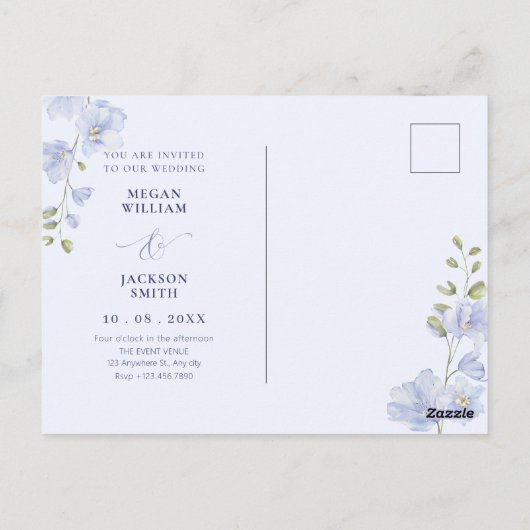 Paarse zachte bloesem bruiloft briefkaart (Achterkant)