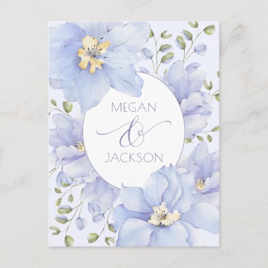 Paarse zachte bloesem bruiloft briefkaart (Voorkant)