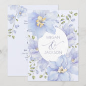 Paarse zachte bloesem bruiloft kaart (Voorkant / Achterkant)