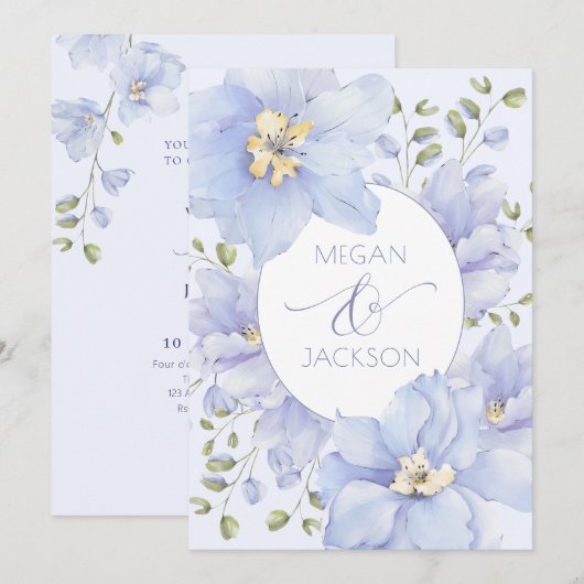 Paarse zachte bloesem bruiloft kaart (Voorkant / Achterkant)