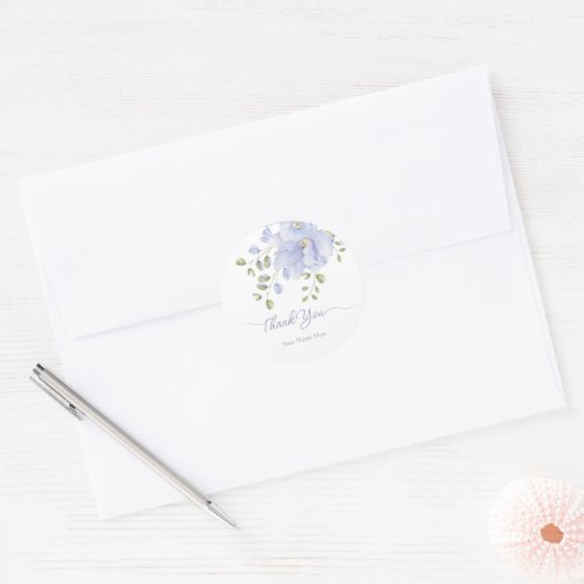 Paarse zachte bloesem ronde sticker (Envelop)