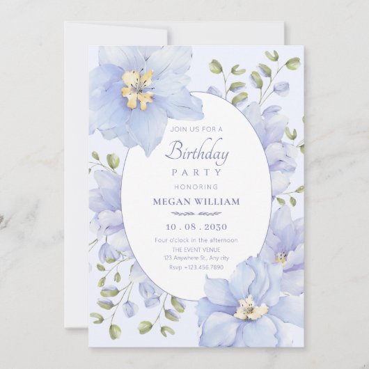 Paarse zachte bloesem verjaardag kaart (Voorkant)