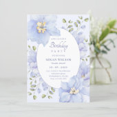 Paarse zachte bloesem verjaardag kaart (Staand voorkant)