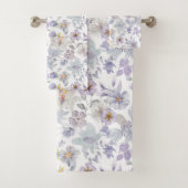 Paarse zachte groene bloemige Iris bloemen Bad Handdoek (Insitu)