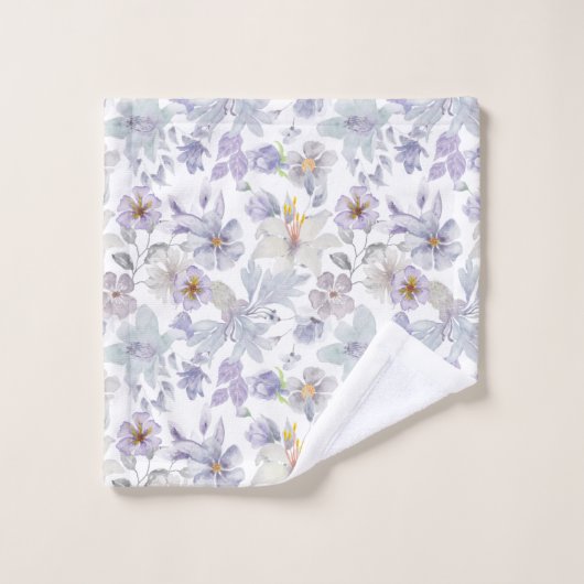 Paarse zachte groene bloemige Iris bloemen Bad Handdoek (Wasdoekje)