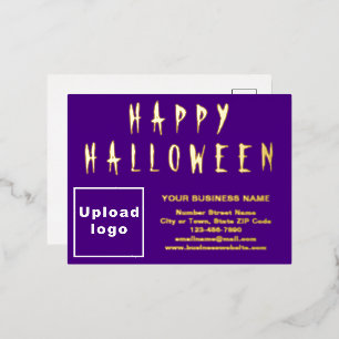 Paarse Zakelijk Merk op Halloween Folie Feestdagen Briefkaart