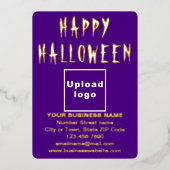 Paarse Zakelijk Merk op Halloween Folie Feestdagenkaart (Voorkant)